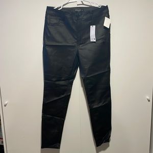 High rise black leather pants size 15